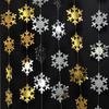 4-Meter Gold Silver White Blue Snowflake Garland for New Year & Winter Christmas Holiday Party Decor