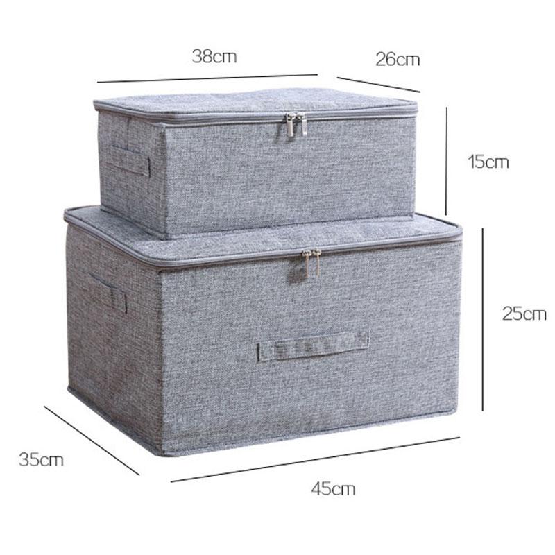 Solid Color Clothes Quilt Storage Box Underwear Sealed Box Cotton Linen Bedding Storage Organizer Wardrobe Tidy Case