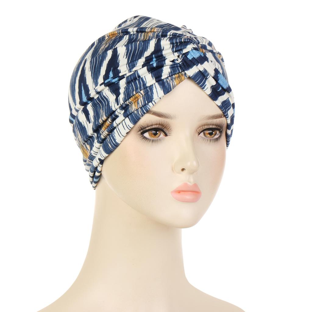 Soft Elastic Colorful Muslim Inner Hijabs Women Islamic Muslim Hijab Instant Turban Cap For Ladies Stripe Bohemia Print
