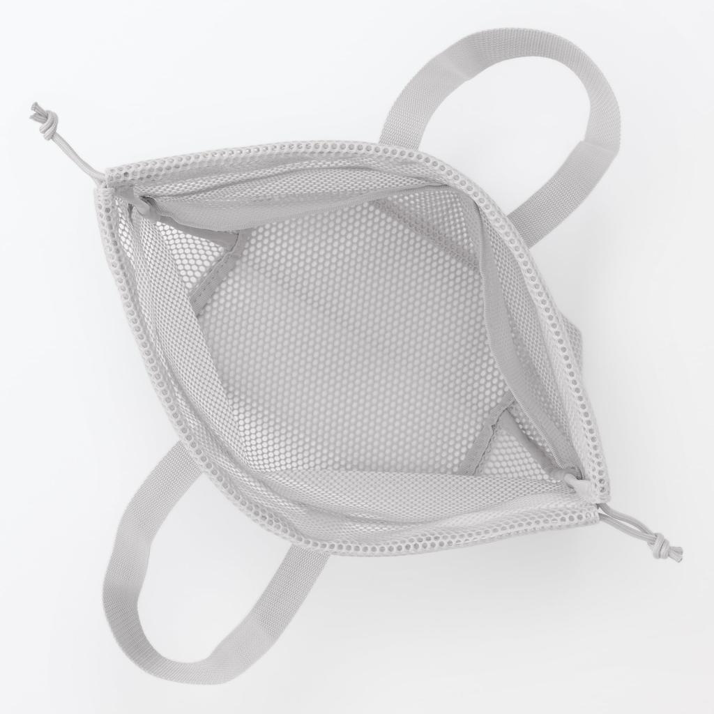 MUJI 3D Mesh Drawstring Bag with Size 33 x 13 x 31 Item 15931699 Handle, Gray, M, Approx. cm, Number