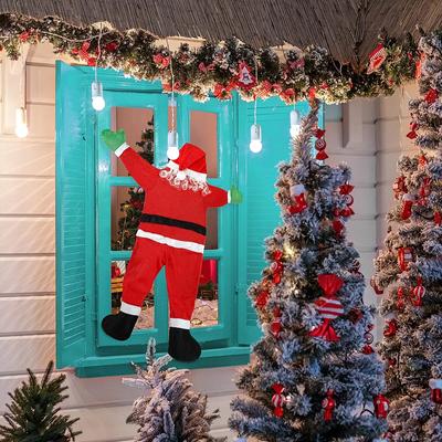 Santa Claus Decoration Light Up Santa Claus Outdoor Indoor Hanging Climbing Santa Claus Bookshelf Mantel Christmas Decoration