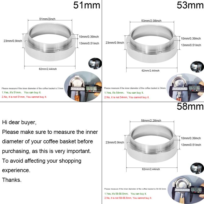 Aluminum Intelligent Dosing Ring For Bowl Coffee Powder Espresso Barista Tool For 51//53/54/58MM Profilter Coffee Tamper
