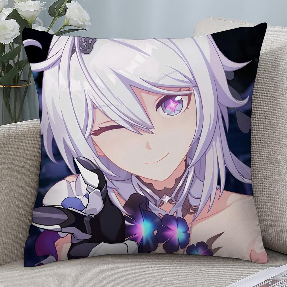 Kiana Kaslana Anime Girl Pillow Case Short Plush Pillow Covers Sofa Decorative Gift Home Double-sided Printing Cushion Cover