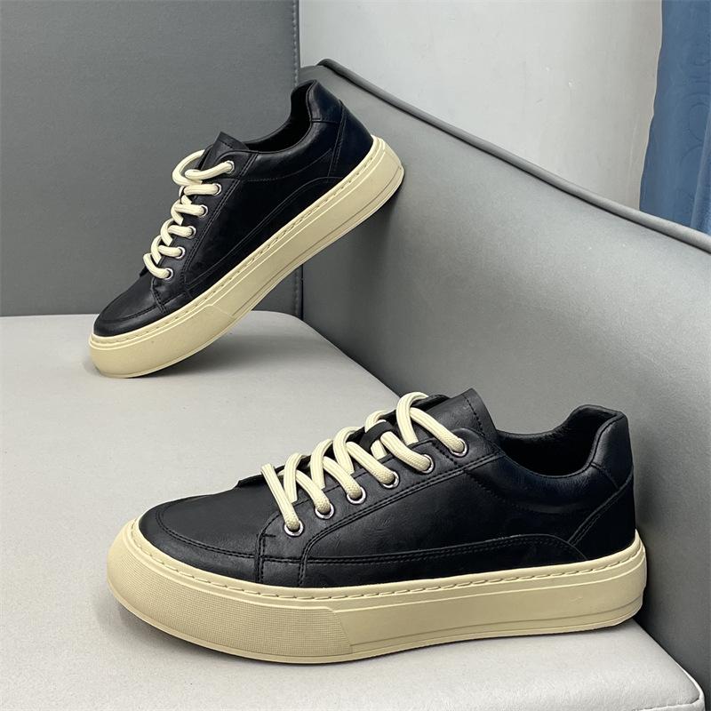 Осень новая кожаная обувь на мягкой подошве Британские кеды однотонные модные спортивные и повседневные xs 38