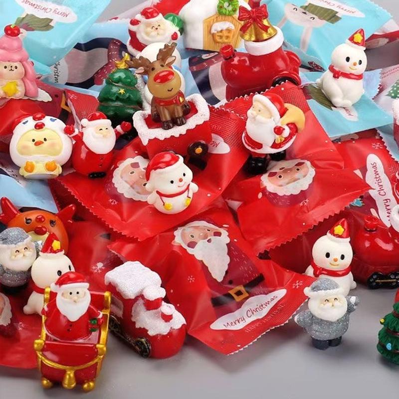 1/5/10Pcs Christmas Blind Bag Cartoon Mini Cute Santa Claus Snowman Micro Landscape Home Decoration Ornament New Year Party Gift