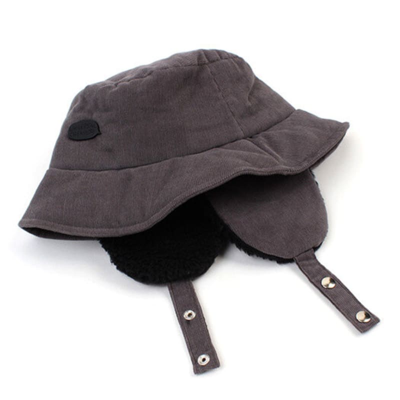 Universal Chemistry Gray Corduroy Earflap Bucket Hat