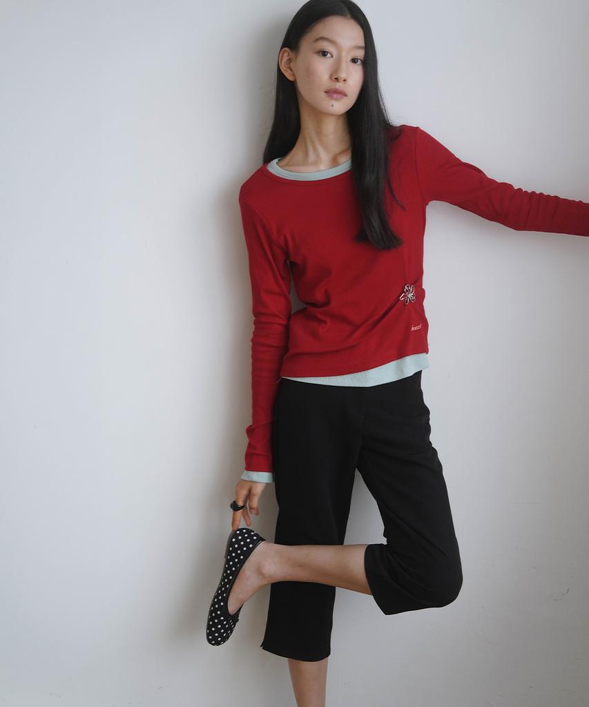 HEEARI Jane Basic Ribbed Long Sleeve_Red
