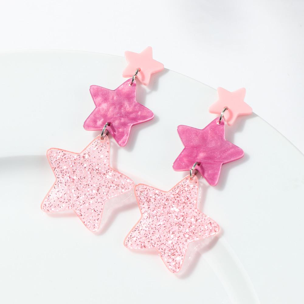 New Valentine's Day Acrylic Earring for Women Girls Glitter Colorful Love Heart Splicing Drop Earrings Sweet Jewelry Gifts