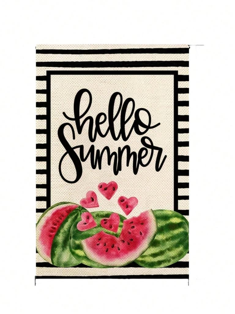 Home Party Outdoor Decoration Supplies Summer Fruit Watermelon Popsicle Garden Flag Outdoor Patio Decoration 1 Pc (Flag Only)