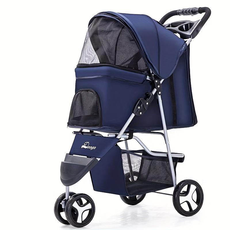 

Lightweight folding pet stroller for cats, dogs, dogs, outdoor carts, three wheeled pet carts, dog outdoor carts, supplies синий