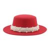 Top Hat Short Brim Hepburn Style British Style Small Round Tibetan High-end Jazz Hat Versatile Flat Top Felt Hat Pearl Premium New