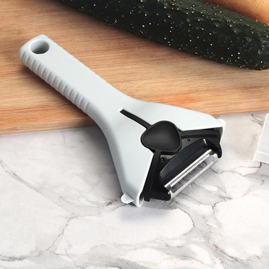 

3-в-1 кухонная овощечистка-ломтерезка из нержавеющей стали, терка, простой в использовании, многофункциональный инструмент для измельчения овощей и фруктов, компактный гаджет для легкой очистки и светло-серый