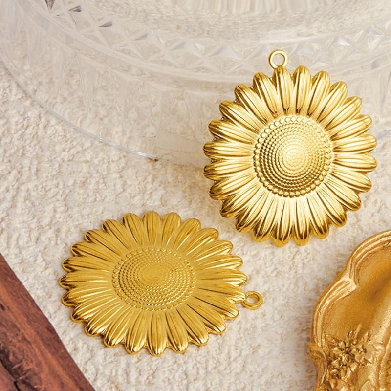 6pcs/Lot Plant Accessories DIY Stainless Steel Flower Leaf Charms For Jewelry Making Bulk Sunflower Rose Pendant Filigree Charm