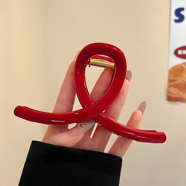 2024 High-End Headdress: Autumn/Winter Red Claw Updo Clip