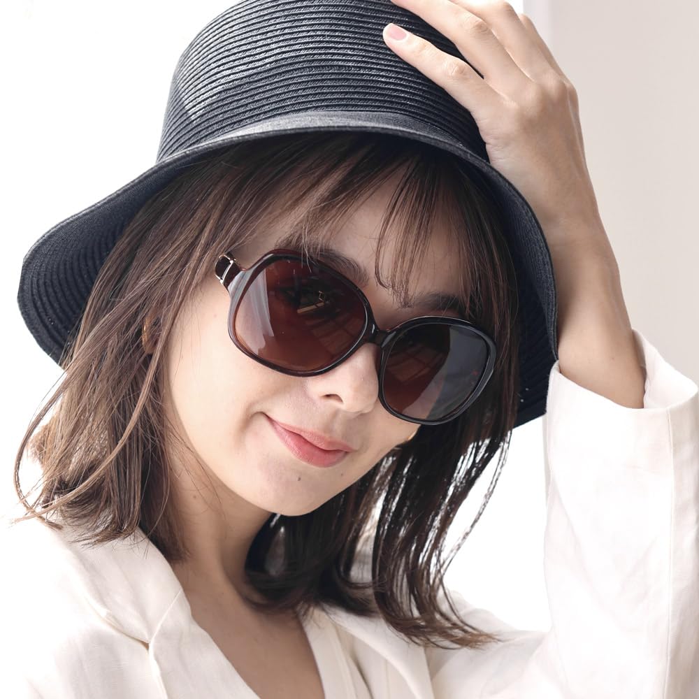 Brown X Brown Half Sunglasses for Fashionable Sunglasses with Large Cool and Elegant Jeweled UV Slimming Comfortable for Driving and [FashionBerry] 2.