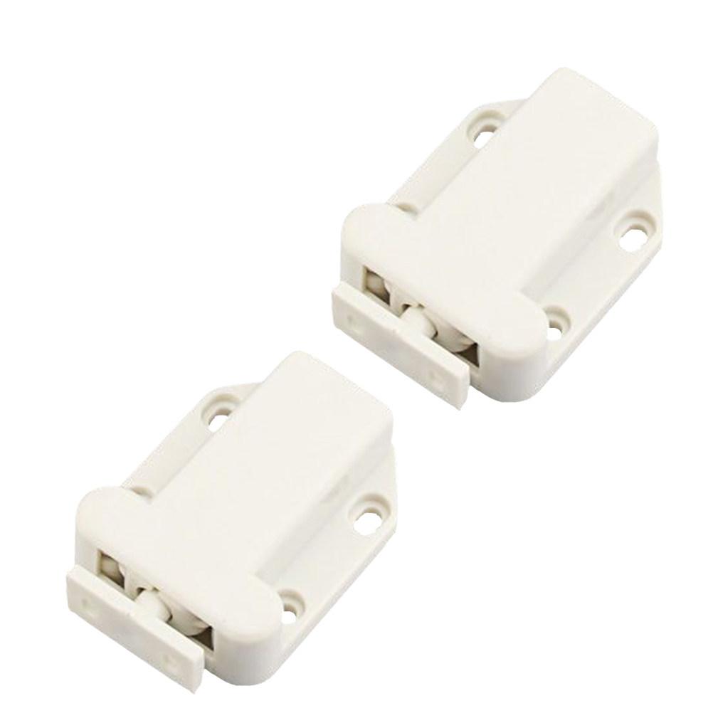 2Pcs Self-Locking Door Catch Push to Open Cabinet Drawer Cupboard Wardrobe Stopper Door Closer Press Latch Self Locking Lock белый
