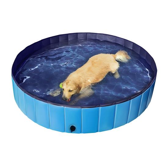 Foldable Pet Pool Large PVC Dog Bath Tub with Drain Valve Non-Slip Base Children Sandbox Pool for Outdoor Beach Use
