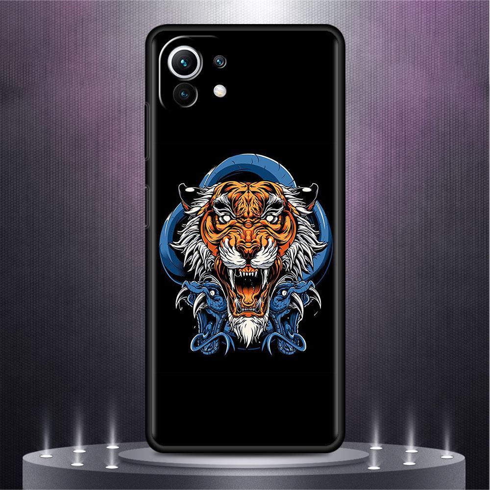 Black Case For Xiaomi Mi Poco X3 NFC M4 F3 C40 11 11T 10T Pro 12 9T 9 10 Lite TPU Phone Cover Tiger Animal