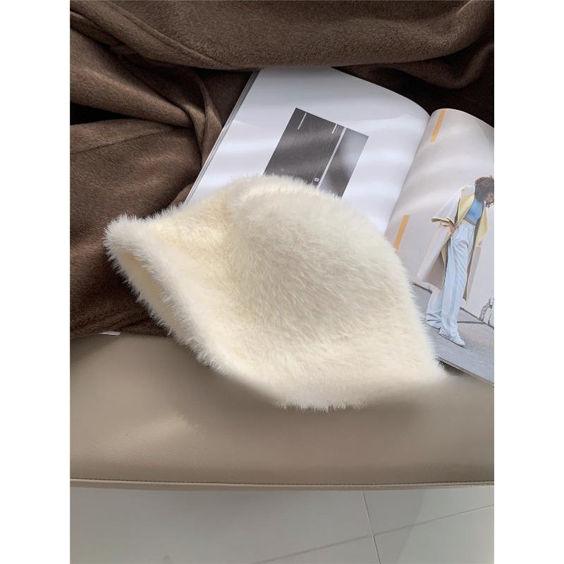 

Atmospheric Plush Fisherman s Hat for Women in Autumn and Winter Versatile and Warm Large Head Circumference Small Face Plain Face Basin Hat