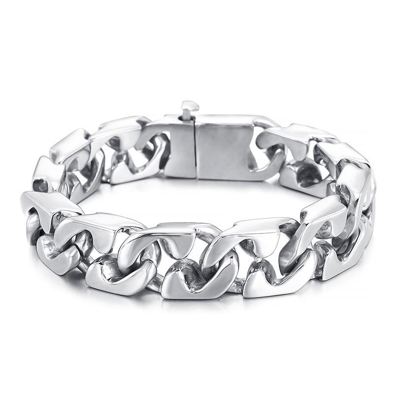 Punk Polished Stainless Steel Men's Geometric Bracelet – Fade Resistant