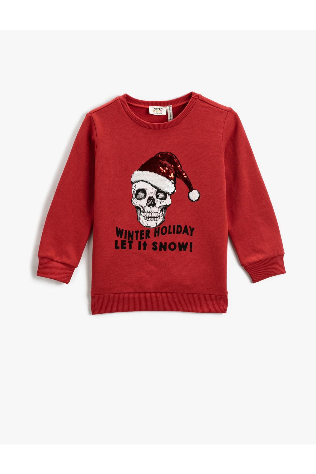 

Рождественский свитшот с принтом черепа и пайетками, вышитыми пайетками...