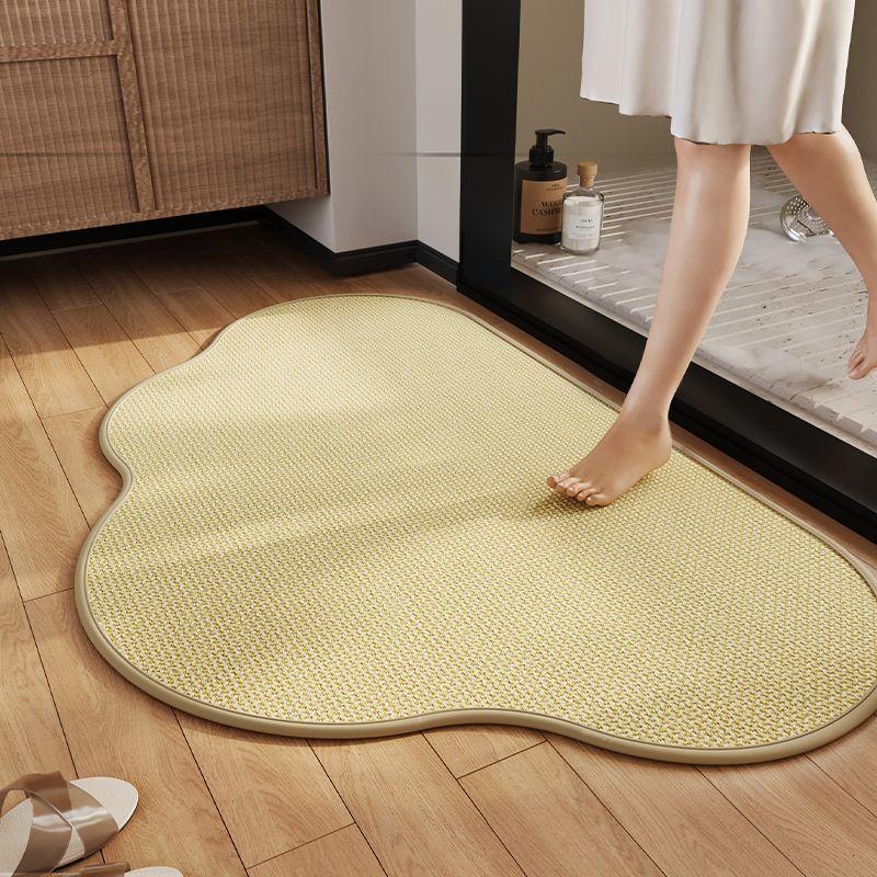 Faux Linen Door Mats Entrance Doormat Rubber Bottom Non Slip Water Absorbent Bathroom Carpet Cloud Shape Rugs Hallway Floor Mats