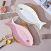 Ceramic Fish Plate Phnom Penh Green Creative Fish Shaped Porcelain Plate Household Salad Dessert Long Dish Kitchen Tableware