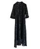 VISDRESS Flocked Dress In Sizes for Short Black M (Available People) (01)