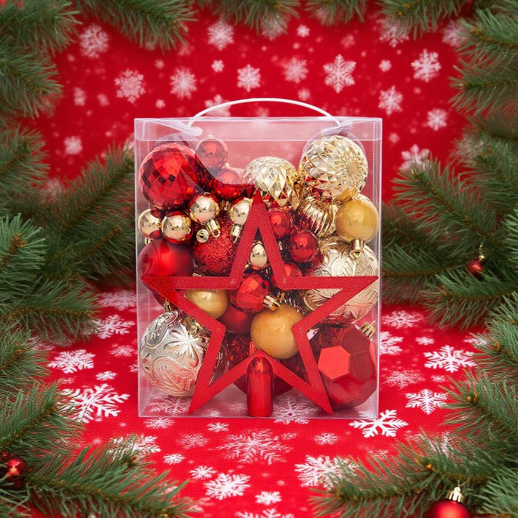 3-8cm 50pcs Christmas Ball Ornaments Star Shaped Tree Top Christmas Tree Party Decoration Set Christmas Spheres Pendant