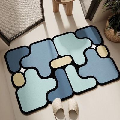 Non-slip Diatom Mud Floor Mat Absorbent Puzzle Geometric Patterns Bathroom Mats Dirt-resistant Quick Dry Bathroom Door Mat Home