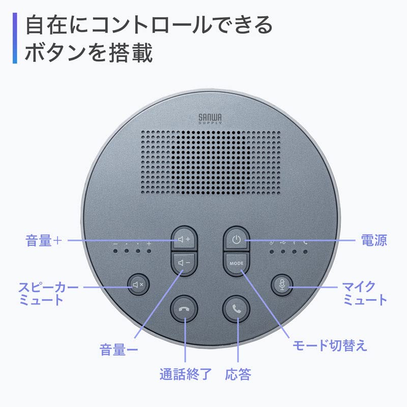 Sanwa Supply Bluetooth Conference Speakerphone (Speakerphone Only) MM-BTMSP3MC