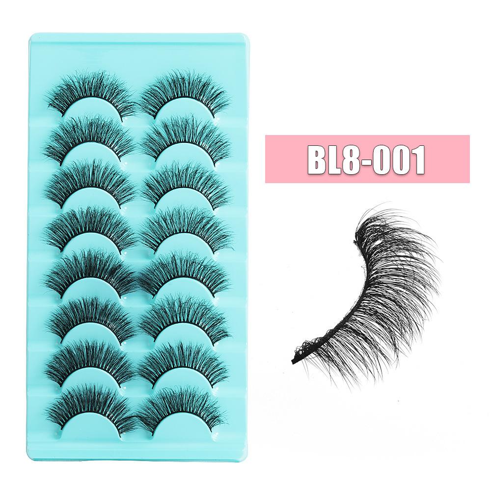 8 Pairs Of Daily Makeup False Eyelashes, Naturally Thick, Cross-Curled Eyelashes