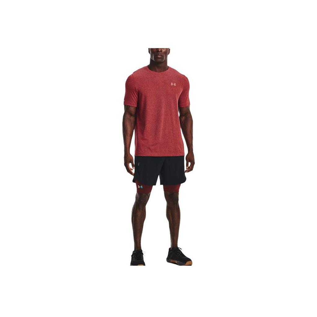 Under Armour Solid Logo Crew Neck Sports Short Sleeve T-Shirt Men Tops Radio-Red 1370441-890