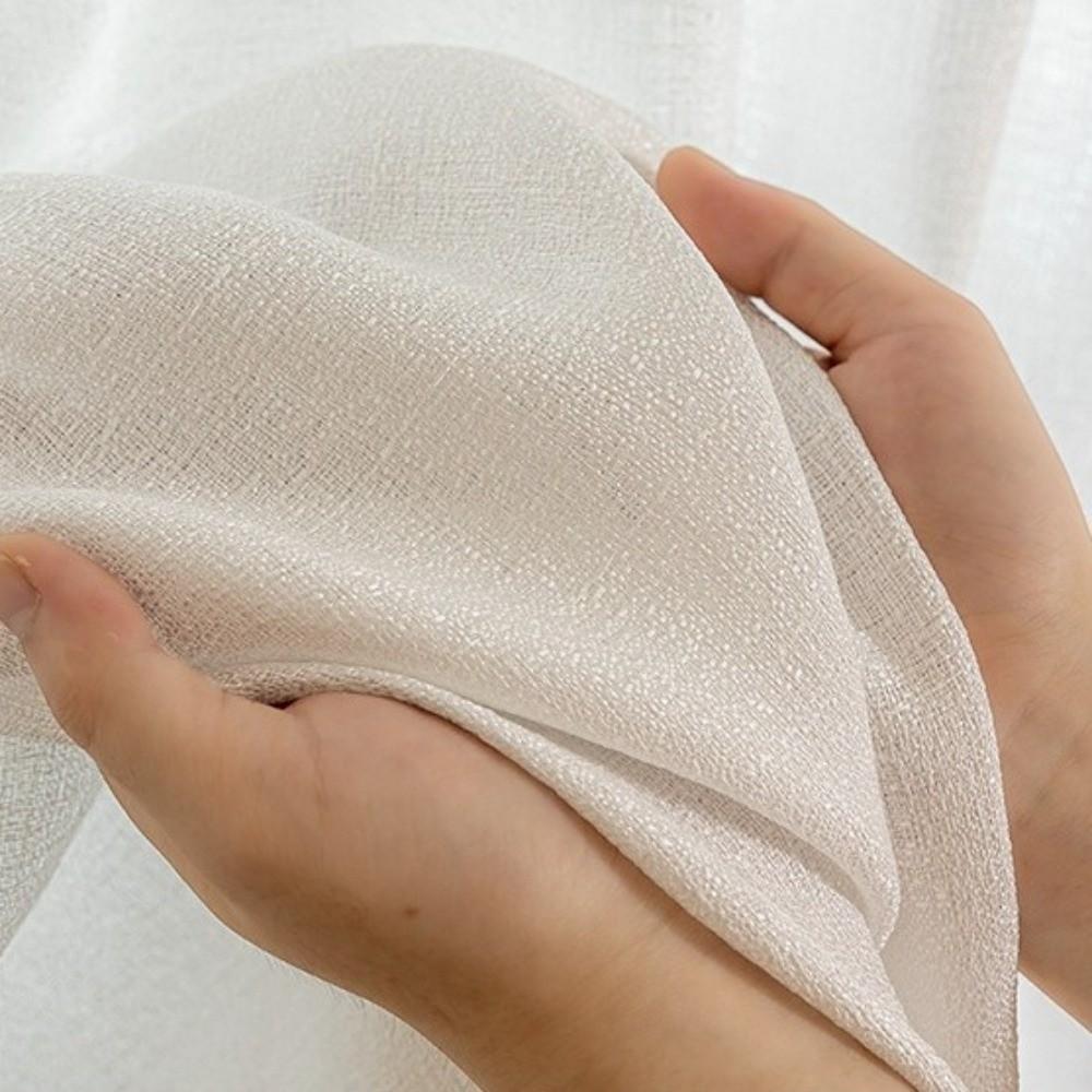 White Sheer Curtain Magic Sticker No Drill Chiffon Sheer Curtain Light Filtering Self-adhesive Semi-Sheer Curtain Living Room
