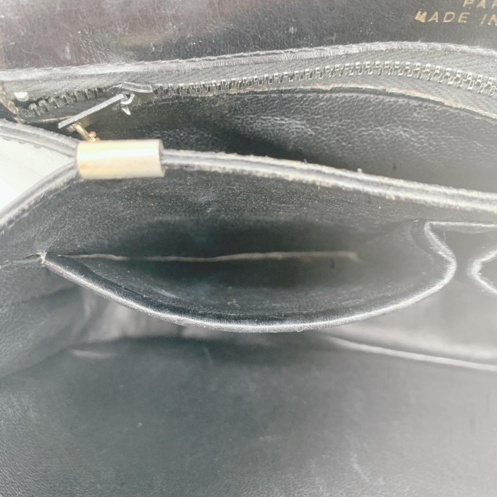 CELINE Vintage Macadam Triomphe Gold Hardware Flap One Semi Shoulder Bag Leather Black Women's Men's Unisex