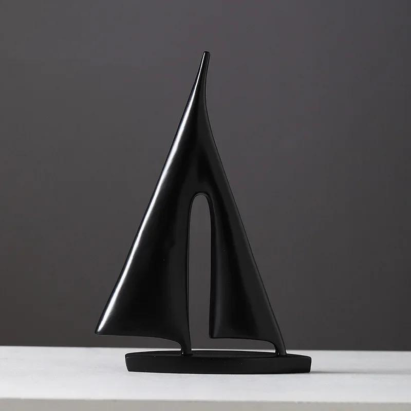 Nordic Simple Black and White Sailboat Model Light Luxury Creative Decoration Living Room Home Decoration Handicraft Decoration