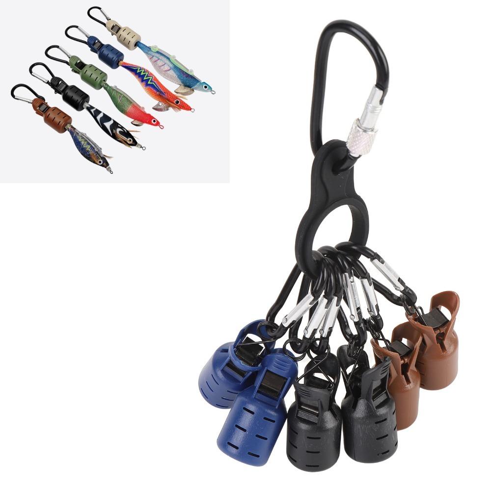 6PCS with Carabiner Fishing Hook Cover Case Easy Clip Squid Jig Bait Protector  Lake Fishing