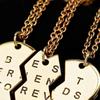 3pcs Personalized Best Friends Forever Necklace Stainless Steel Engraved Puzzle Heart Friendship Pendant Necklaces Gift