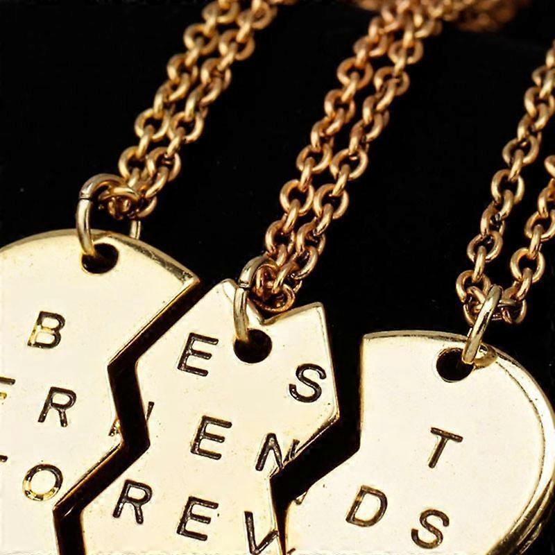 3pcs Personalized Best Friends Forever Necklace Stainless Steel Engraved Puzzle Heart Friendship Pendant Necklaces Gift