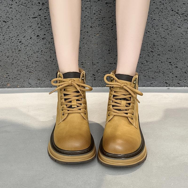 Women's Platform Boots Non-slip Wear-resistant Comfort Women Work Short Boots Fad Thick-soled Motorcycle Ankle Boots Botas Mujer