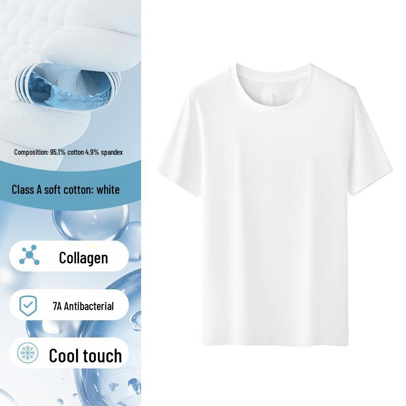 

Женская белая свободная футболка из чистого хлопка с короткими рукавами на лето 2024 года — стройнящий и подчеркивающий фигуру дизайн Medium (42.5-50 kg)