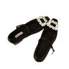Grape mother spring new high heels women wear high-end rhinestone square buckle Mary Jane single shoes women's soft-soled women's shoes