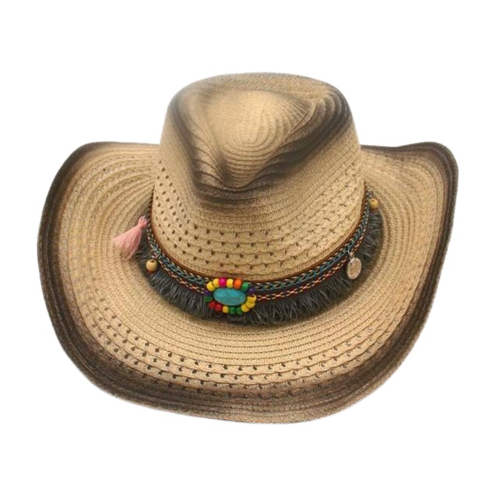 Spring And Summer Beach Outing British Bohemian Cowboy Hat Windproof Sunscreen Straw Hat