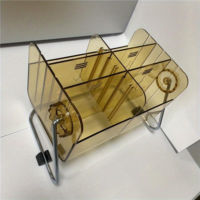 1 шт. 6 сеток коричневого/зеленого цвета, вращающаяся полка для хранения пластиковых изделий с дистанционным управлением и стаканами, многоцелевая сортировочная стойка для общежития, офиса и дома. коричневый