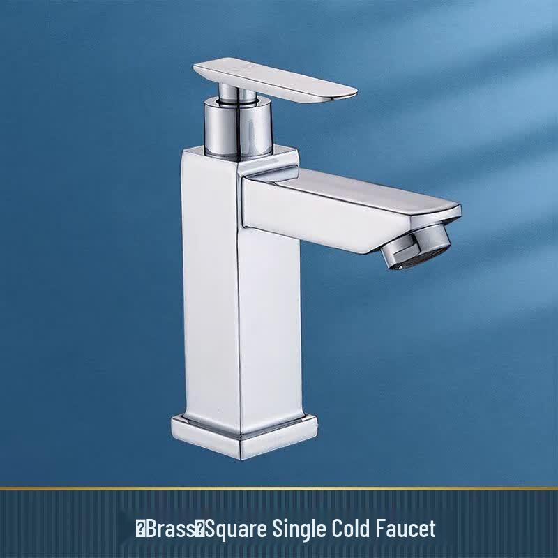 Brass Square Single Cold Water Basin Faucet