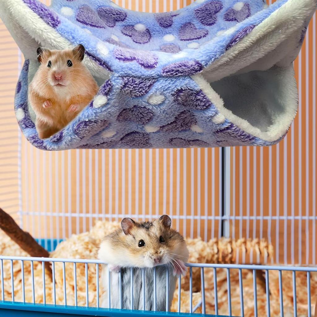 Hammock for Rat Guinea Pig Hamster Cage Double Thick Plush Warm Hanging Tree Bed Small Animal House Nest Sleeping Bag Pet Supply