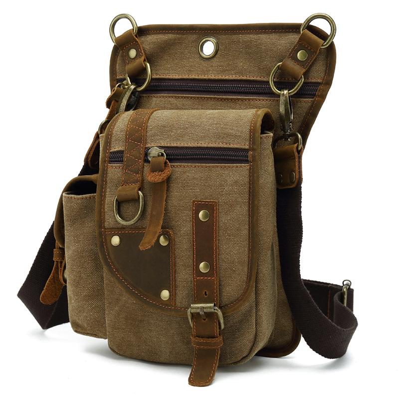 New Men's Casual Bag Canvas Fashionable Commuting Backpack Large Capacity Waist Bag Single Shoulder Small Shoulder Bag Workwear Shoulder Bag