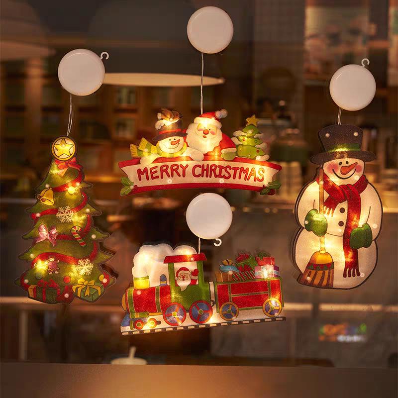 Grenzüberschreitende Weihnachts-Saugnapflichter: Weihnachtsmann, Rentier & Baumdekorationen für Schaufenster und Feiertagsatmosphäre