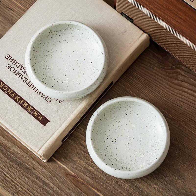 Japanese Sesame Glazed Plate, Household Plate, Ceramic Taste Plate, Retro Style Round Plate, Tableware, Small Vegetable Plate, Fruit Plate.