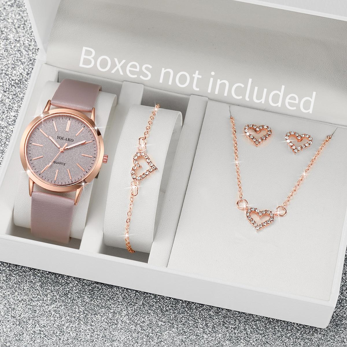 

5pcs/set Fashion Women Leather Strap Quartz Watch and Love Heart Jewelry Set серый